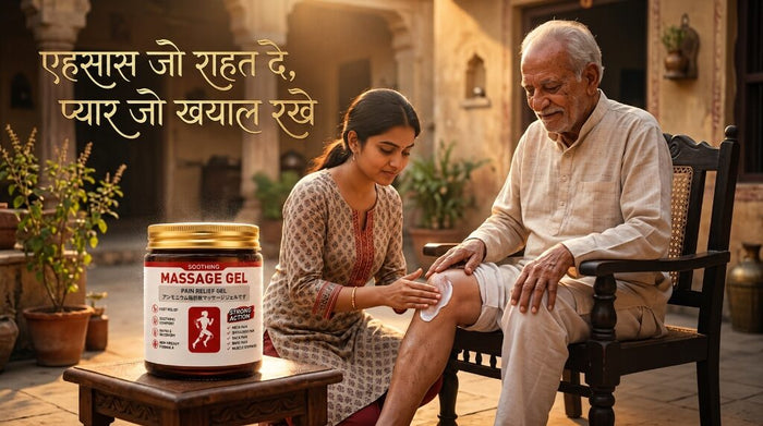 Applying massage gel on a knee